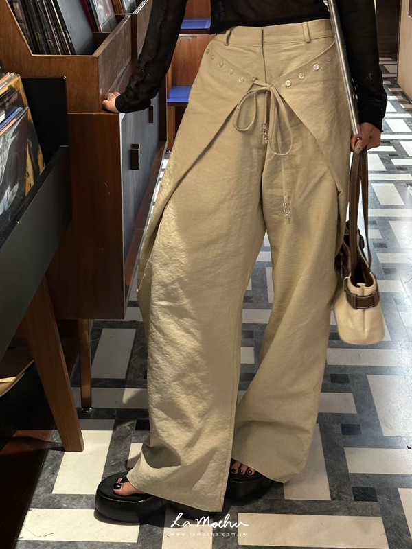 天絲棉外罩綁帶長褲